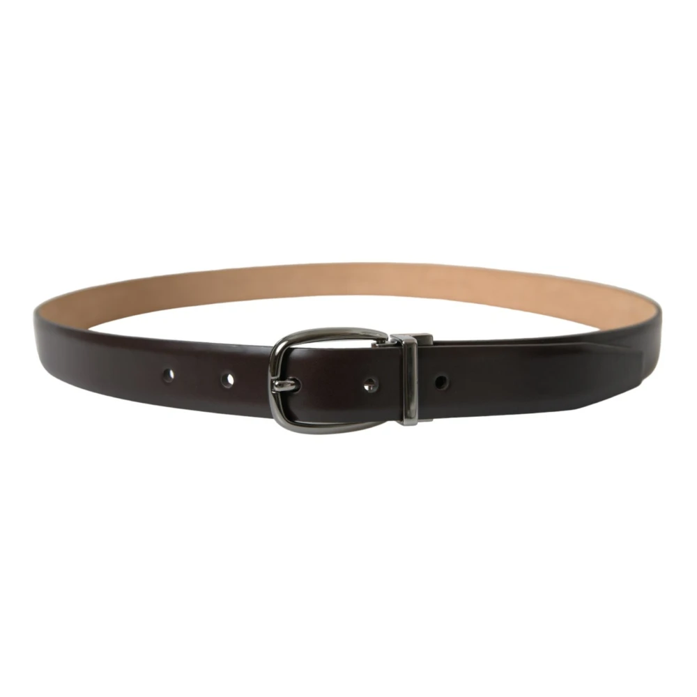 Dolce & Gabbana Elegante donkerbruine leren riem Brown Heren