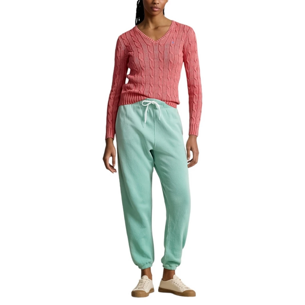 Ralph Lauren Loopback Cotton Fleece Sweatpants Green Dames