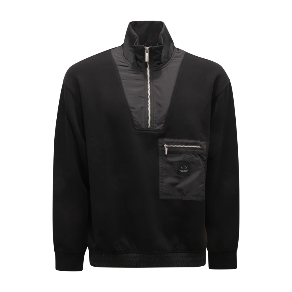 Armani Mannelijk Zwart Hoodies & Sweatvesten Heren, S, Exchange Edition Sweatshirt Met Halve Rits