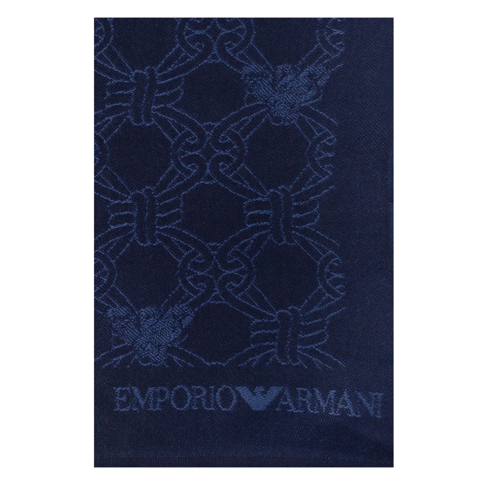 Emporio Armani Grafische Wollen Sjaal in Donkerblauw Blue Heren