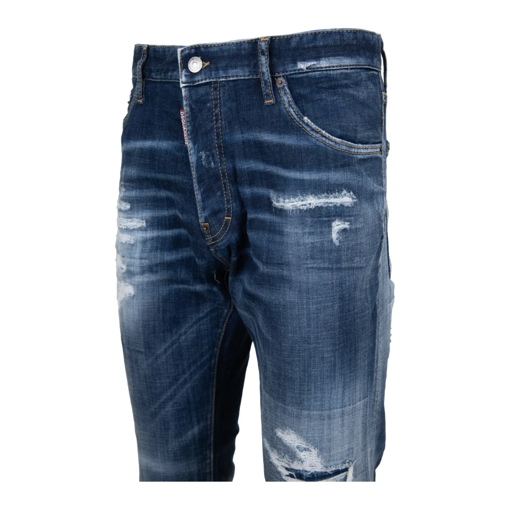 Dsquared2 Herenknoopjeans met patchdetails Blue Heren