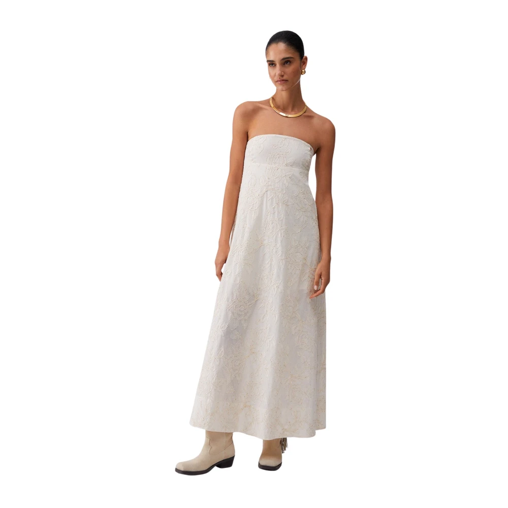 Liu Jo Vrouw Wit Kleedjes Dames, L, Katoen, Floral Sequin Dress