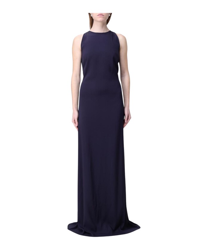 robe-maxi-sans-manches-bleue