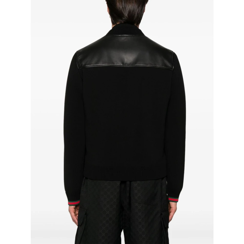 Gucci Zwarte Bomberjack met Logopatch Black Heren