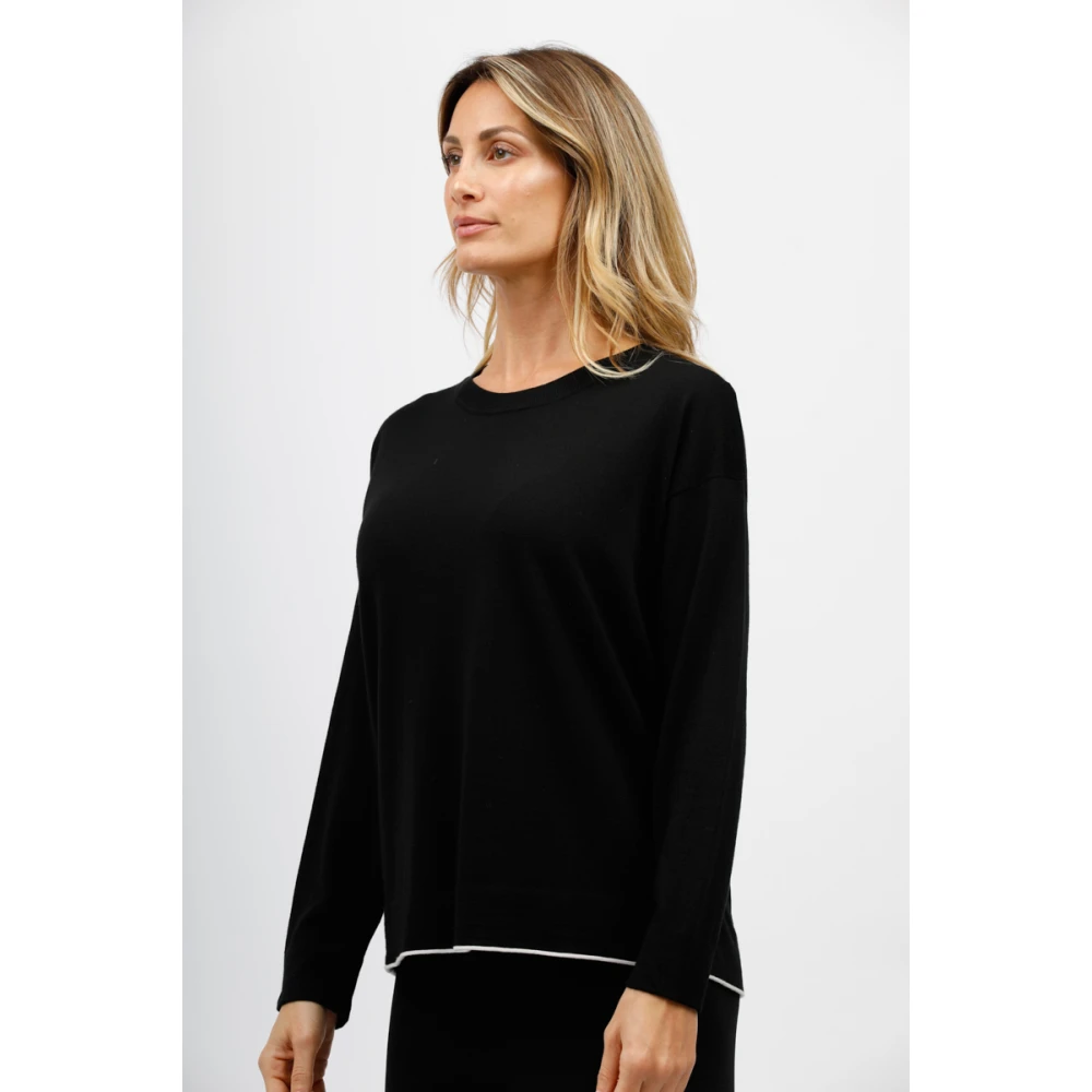 Alpha Studio Bootnek Top met Zoomdetail Black Dames