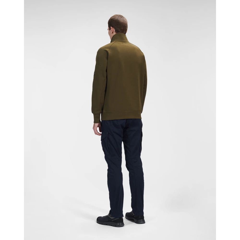 C.P. Company Diagonaal Verhoogd Fleece Opstaande Kraag Sweatshirt Green Heren