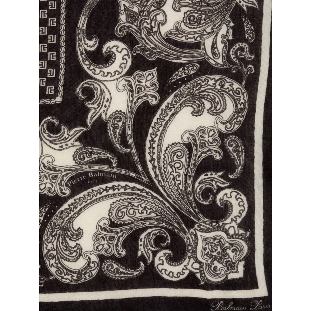 Balmain Mini Monogram Paisley Foulard Sjaal Black Dames