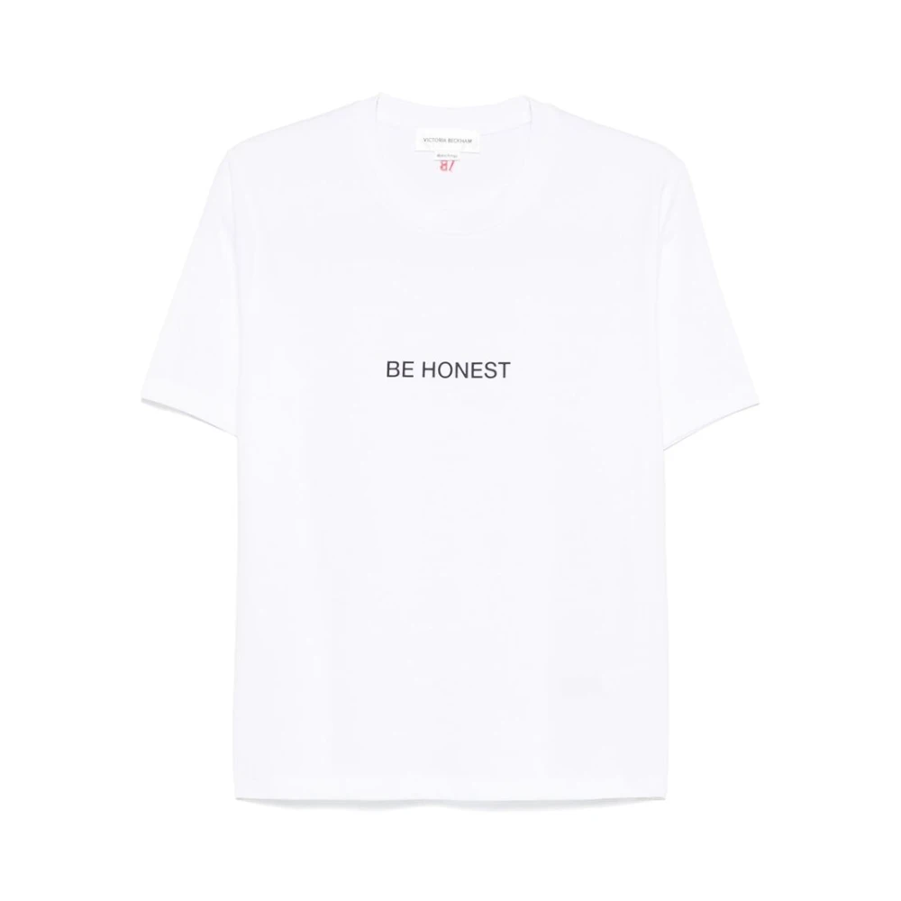 Victoria Beckham Wit Be Honest Print T-shirt White Dames