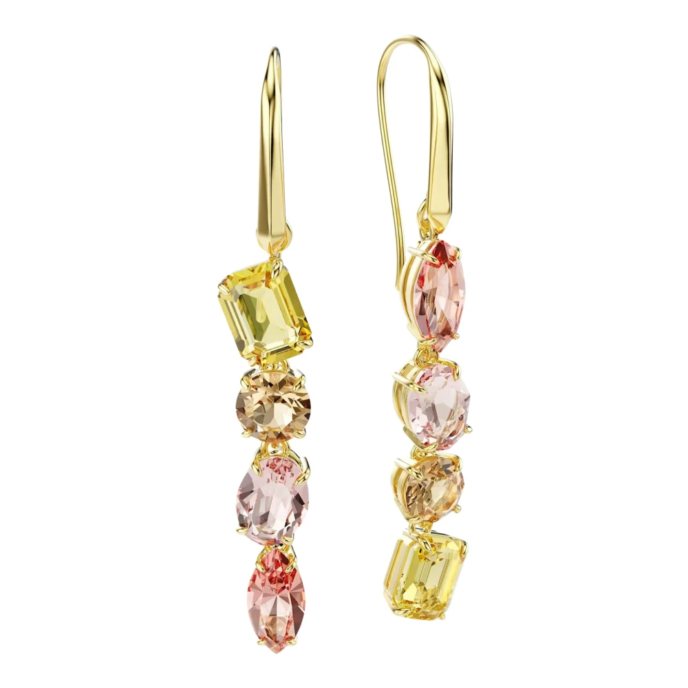 Swarovski Gema Drop-Ohrhänger, Asymmetrisches Design, Verschiedene Schliffe, Rosa, 18K Goldbeschichtet Mehrfarbig - Bild 3