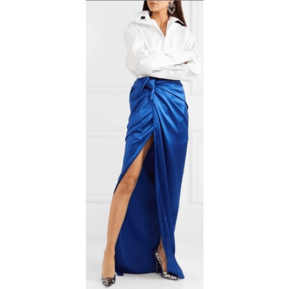 Balenciaga Elektrisch Blauwe Satijnen Omslagrok Blue Dames