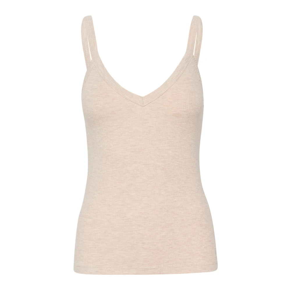 InWear Ecru V-Top Melange T-Shirt Beige Dames