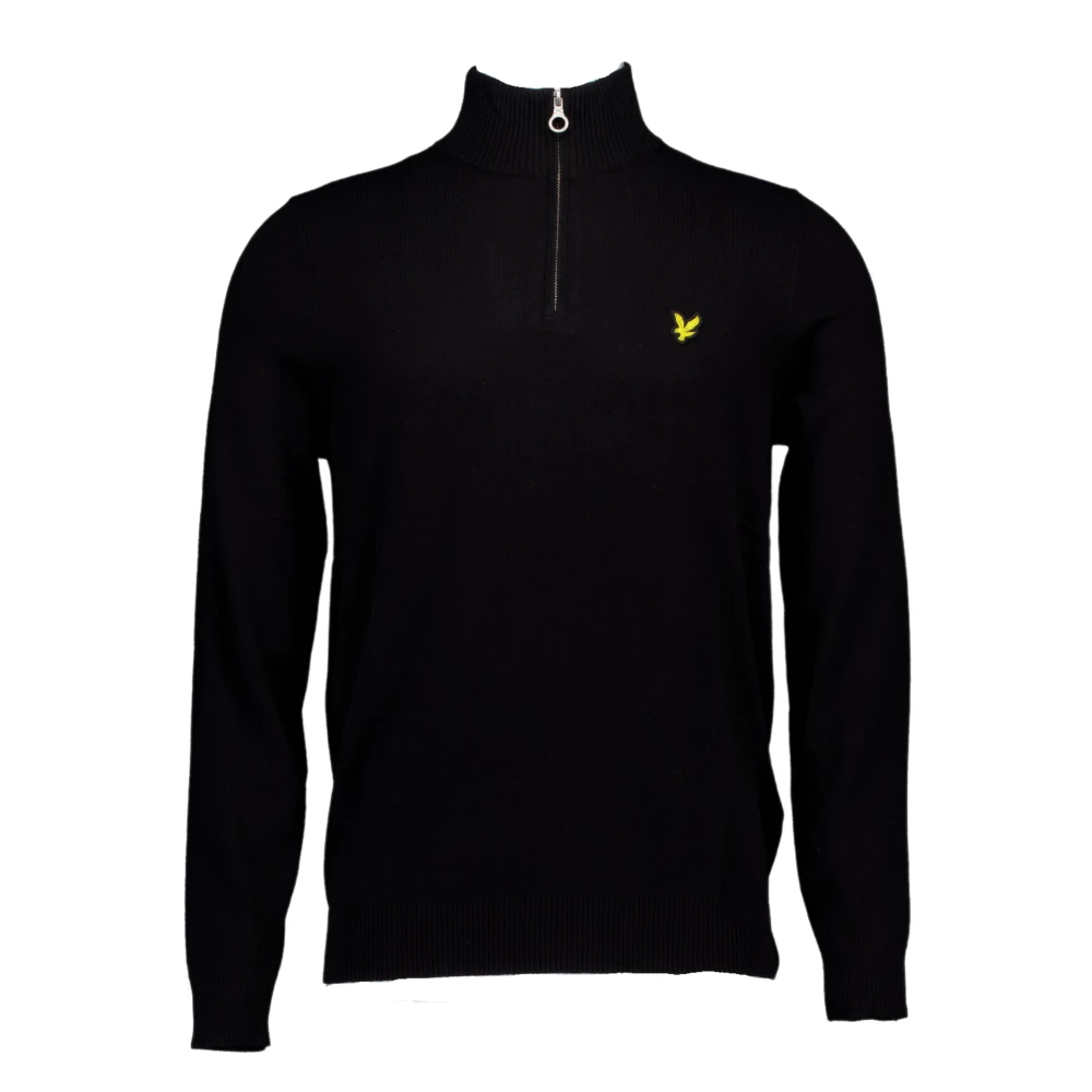 Lyle & Scott Herren Schwarz � Pullover Aus Baumwollmerinowolle Mit 1/4-Rei�Verschluss In Groß - Bild 4