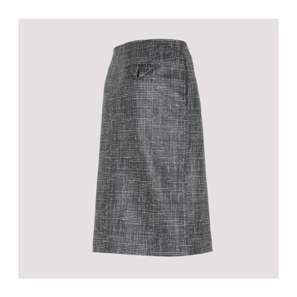 Bottega Veneta Printed Leather Midi Skirt Gray Dames