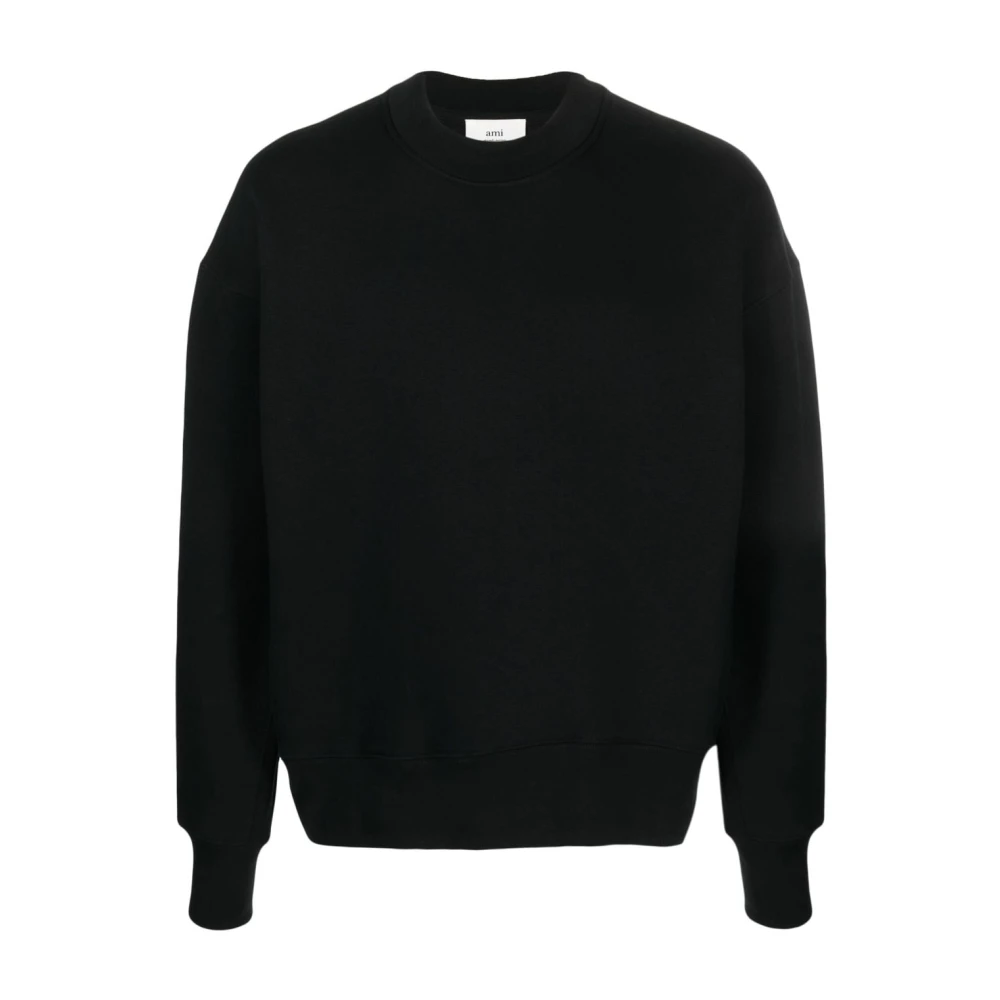 Ami Paris Zwarte Logo-Patch Sweater Black Heren