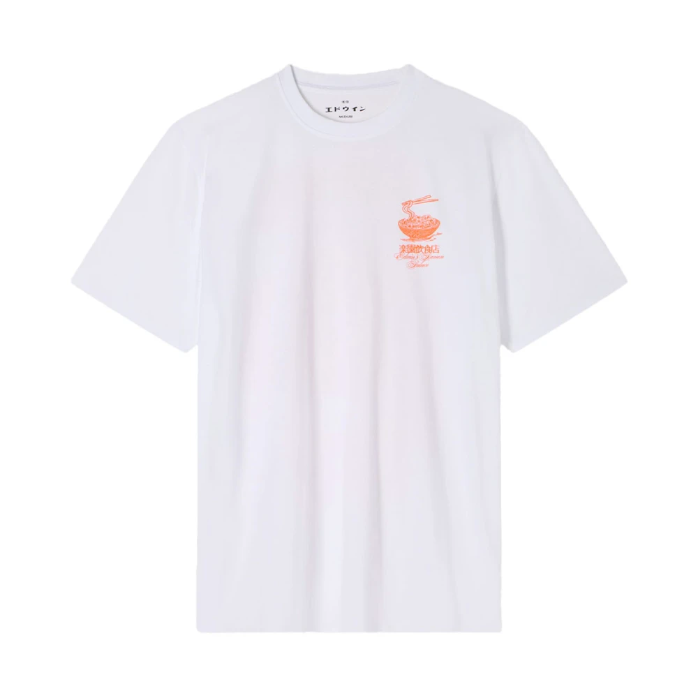 Edwin Witte T-shirt met bedrukt logo en korte mouwen White Heren