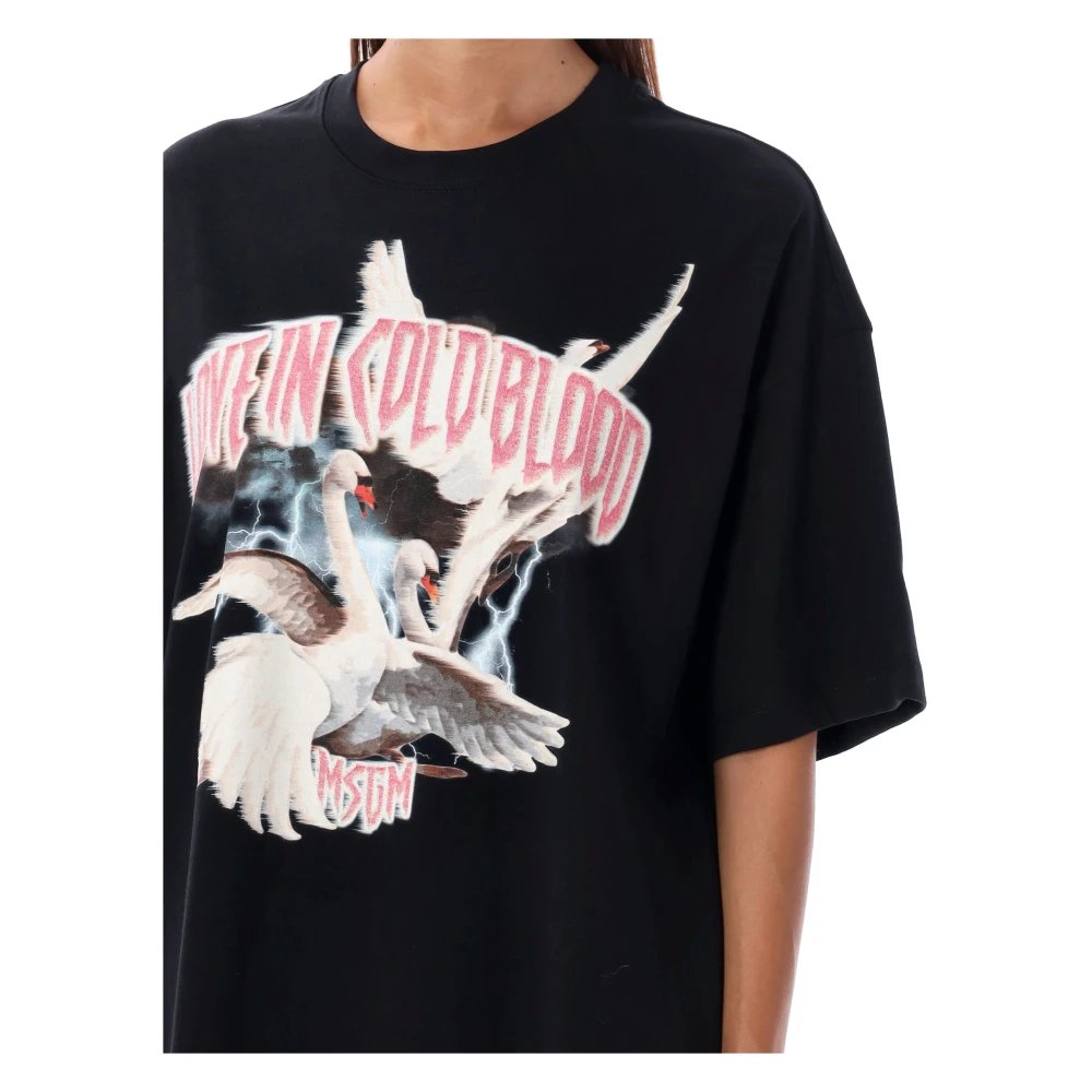 Msgm Zwart Grafisch Print T-Shirt Dameskleding Black Dames