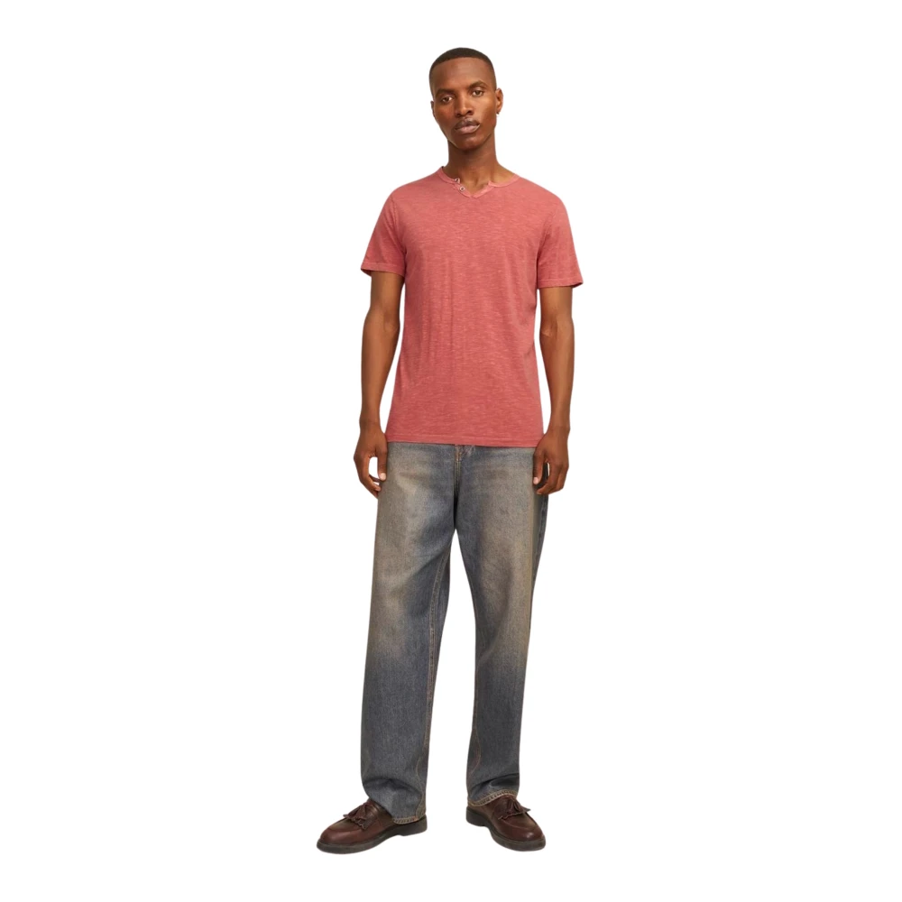 jack & jones Split Neck Heren T-shirt Pink Heren