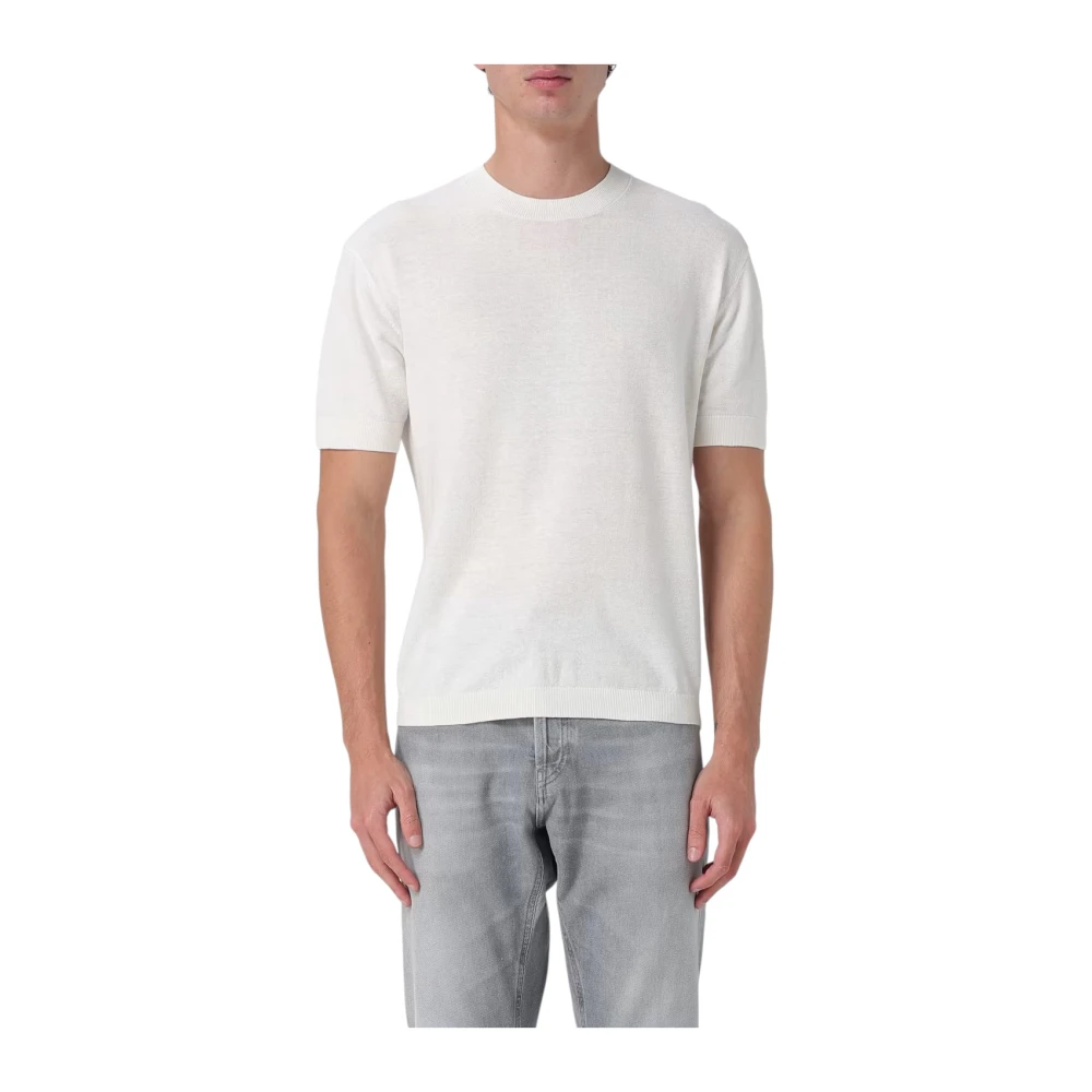 Armani Exchange Men's White Round-Neck Knitwear, S, Pullover