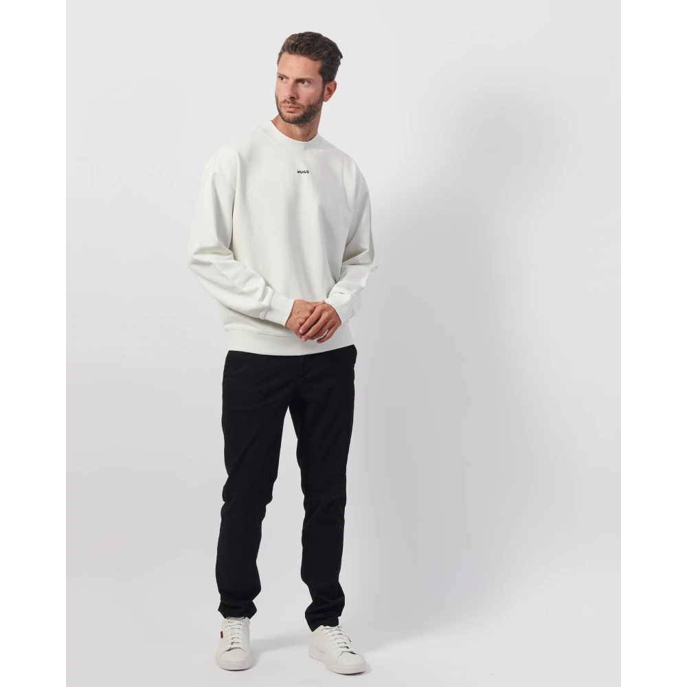 Hugo Boss Witte Crewneck Katoenen Trui White Heren