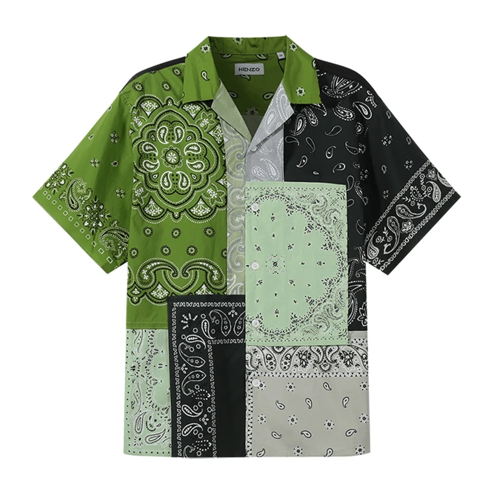 Kenzo Short Sleeve Shirts Green Heren