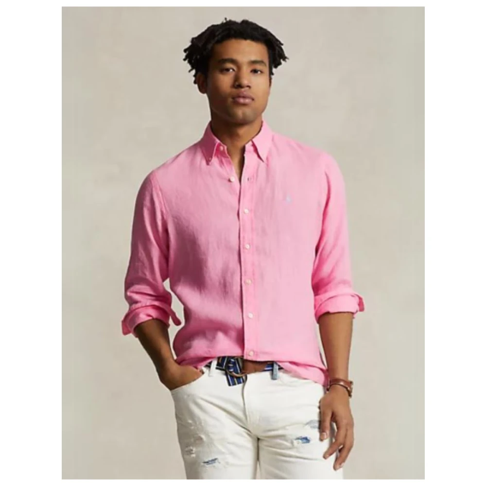 Polo Ralph Lauren Slim Linnen Overhemd Pink Heren