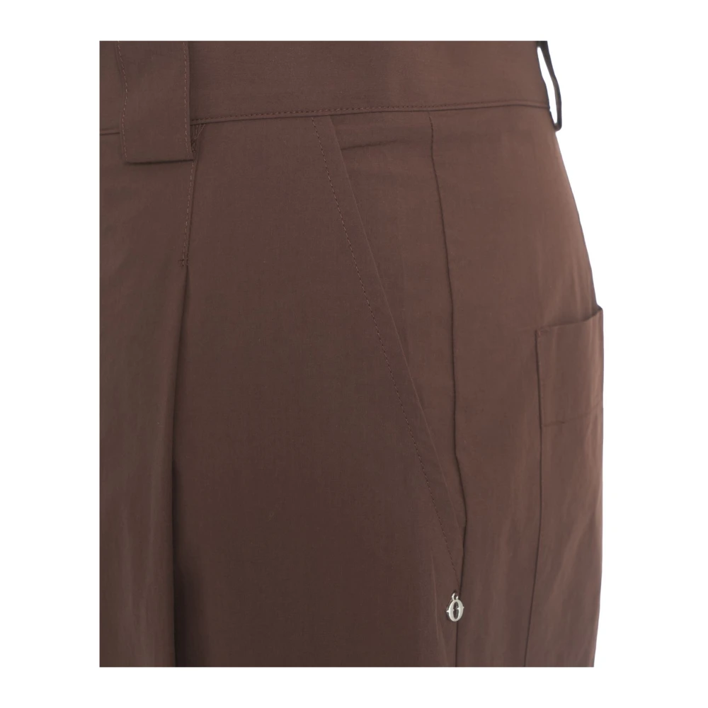 Ottod'Ame Bruine Geplooide Poplin Broek Brown Dames