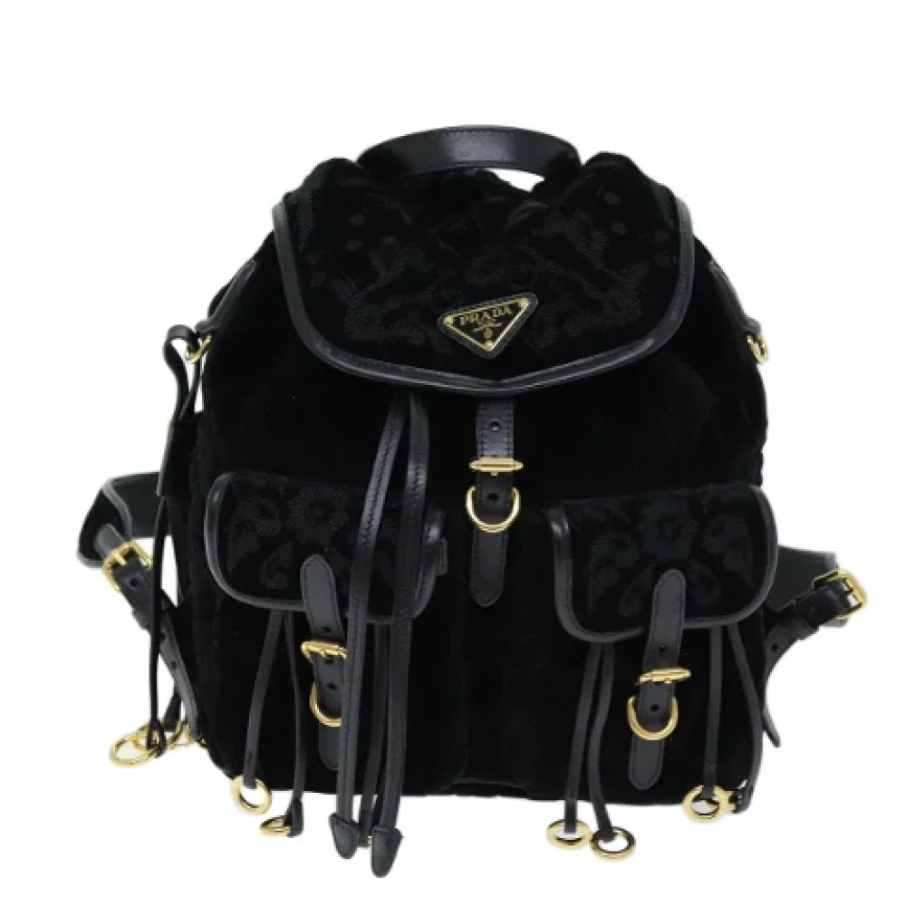 Prada Vintage Pre-owned Fabric backpacks Black Dames