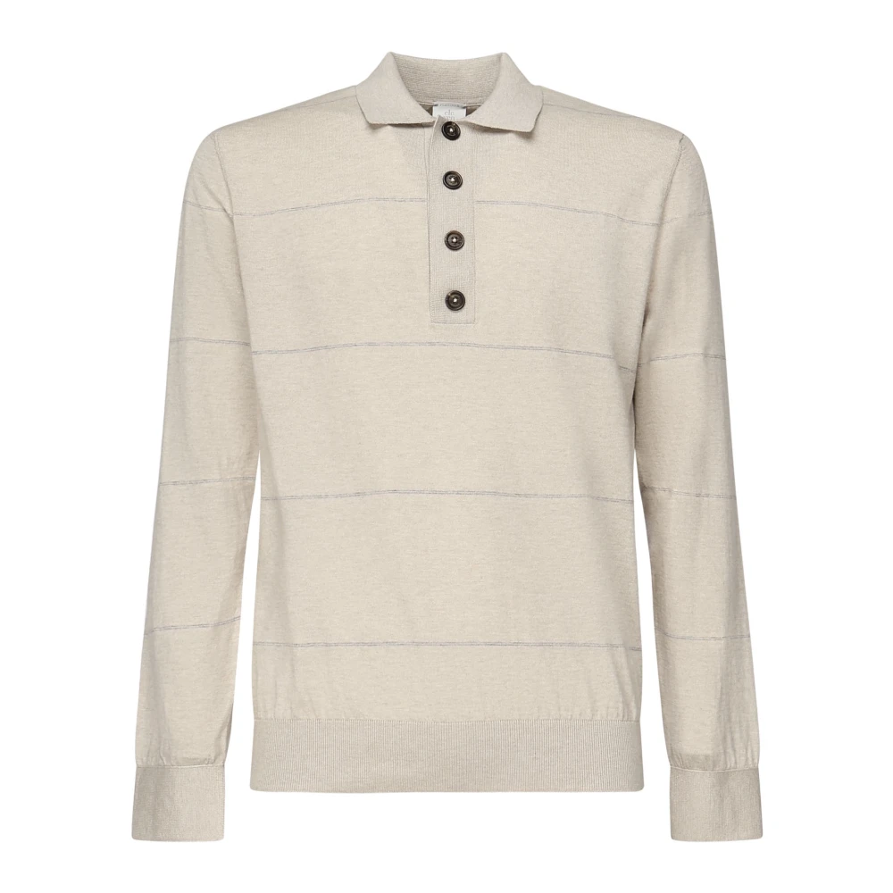 Eleventy Herr Beige Toppar M, Bomull, Pikétröjor