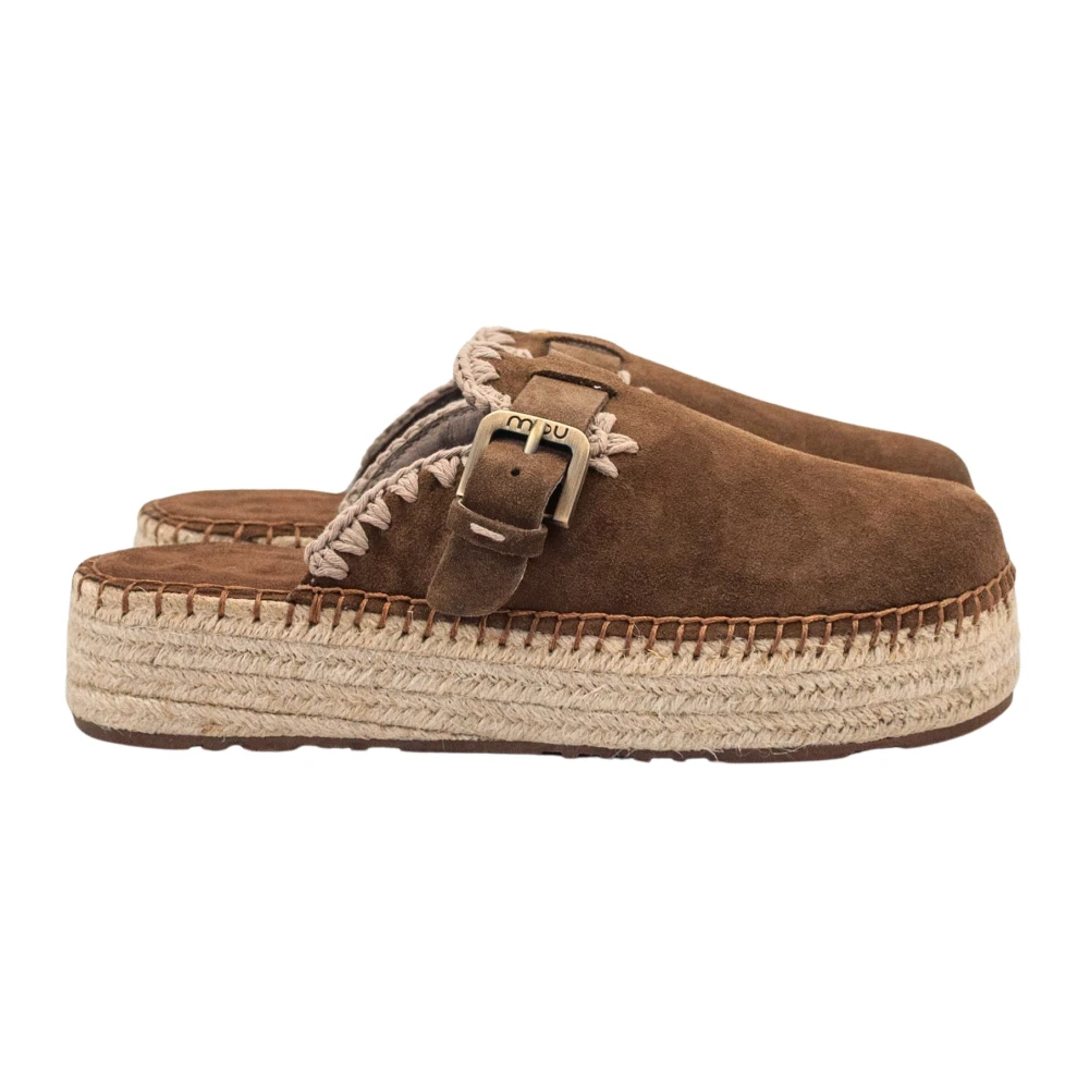 Mou Brown Jute Clog Plain Suede - Female - Slippers - 7 Uk - Shoes