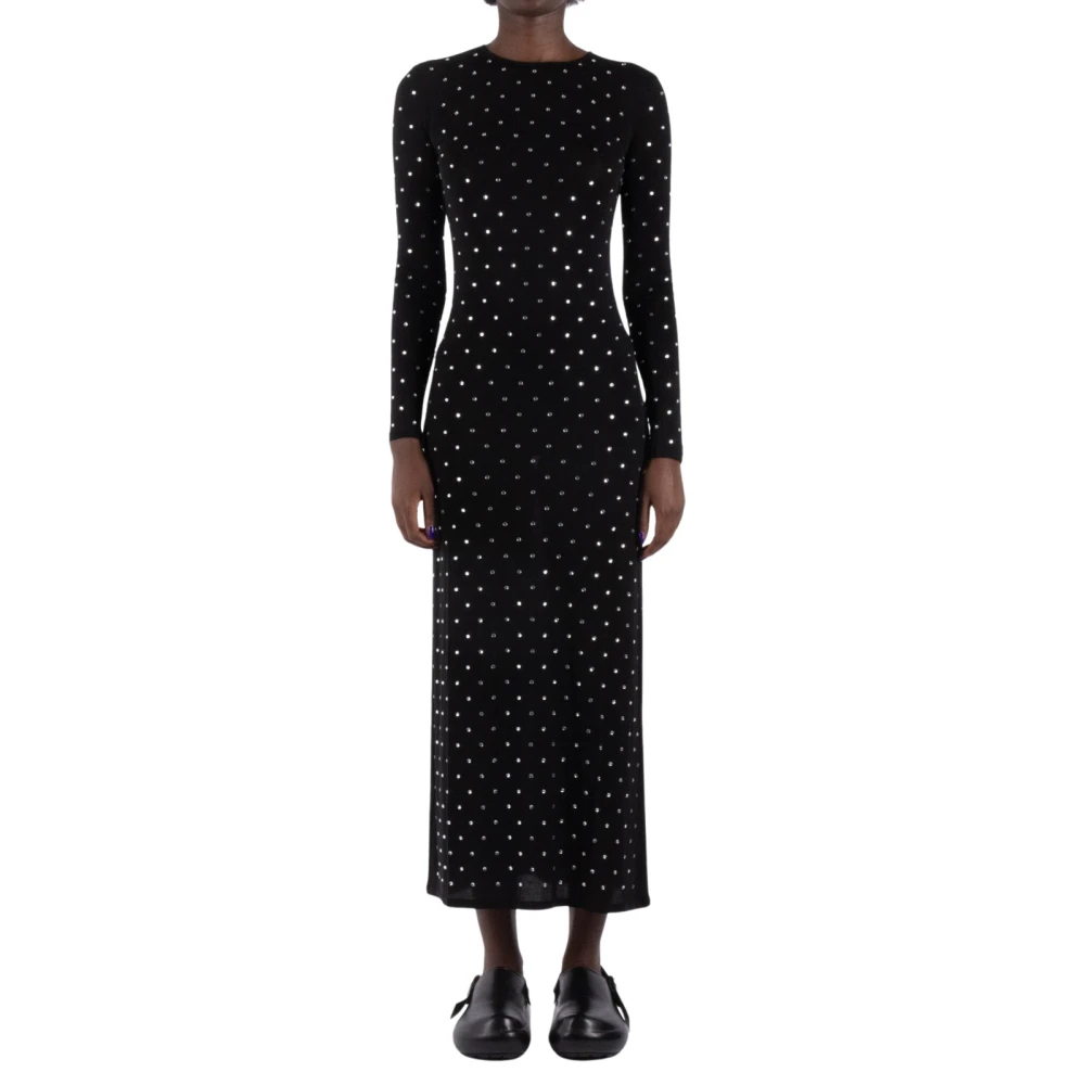 Paco Rabanne Elegante Zwarte Midi Jurk Black Dames