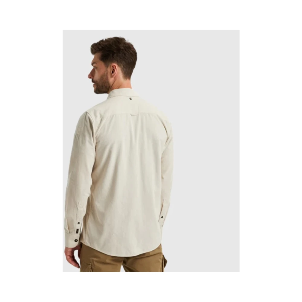 PME Legend Fijne Wafel Corduroy Overhemd Lange Mouw Beige Heren