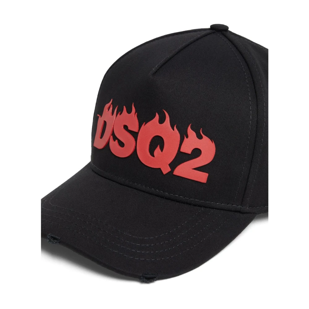 Dsquared2 Zwarte Katoenen Baseballpet met Print Black Heren