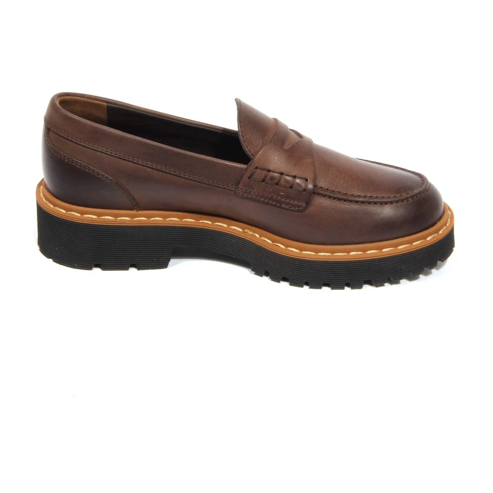 Hogan Women's Brown Vintage Loafers With Memory Foam Sole