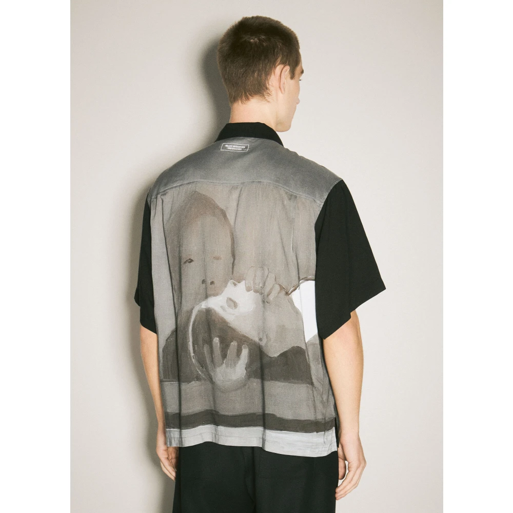 Undercover Grafische Print Satijnen Overhemd Black Heren