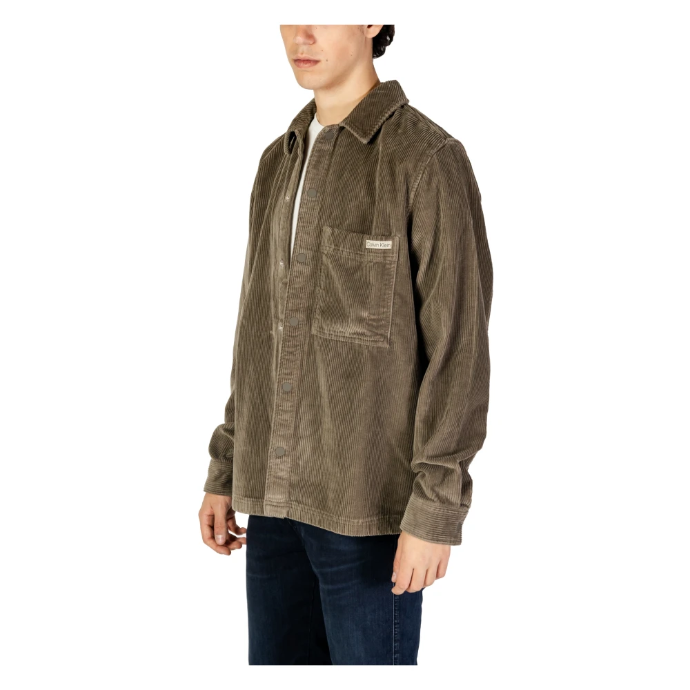 Calvin Klein Jeans Corduroy Herenoverhemd Herfst Winter Collectie Beige Heren