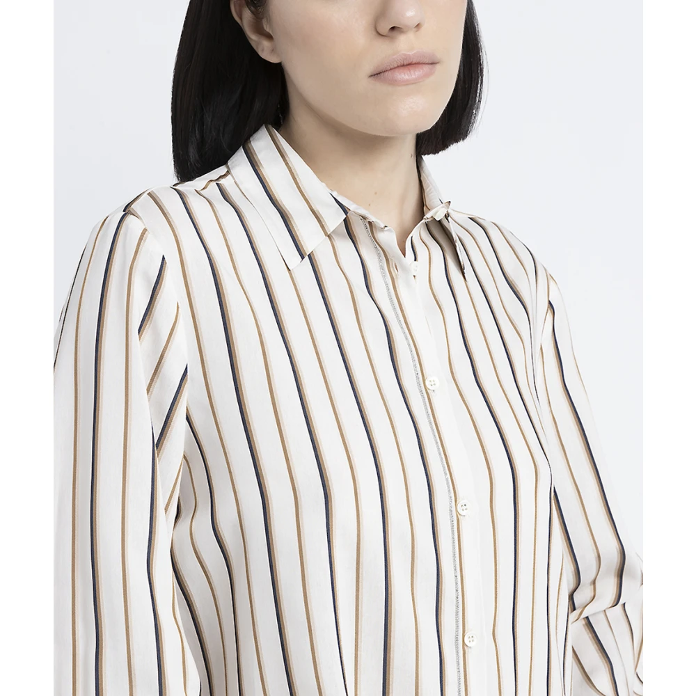 PESERICO Gestreepte viscose en zijden shirt Multicolor Dames