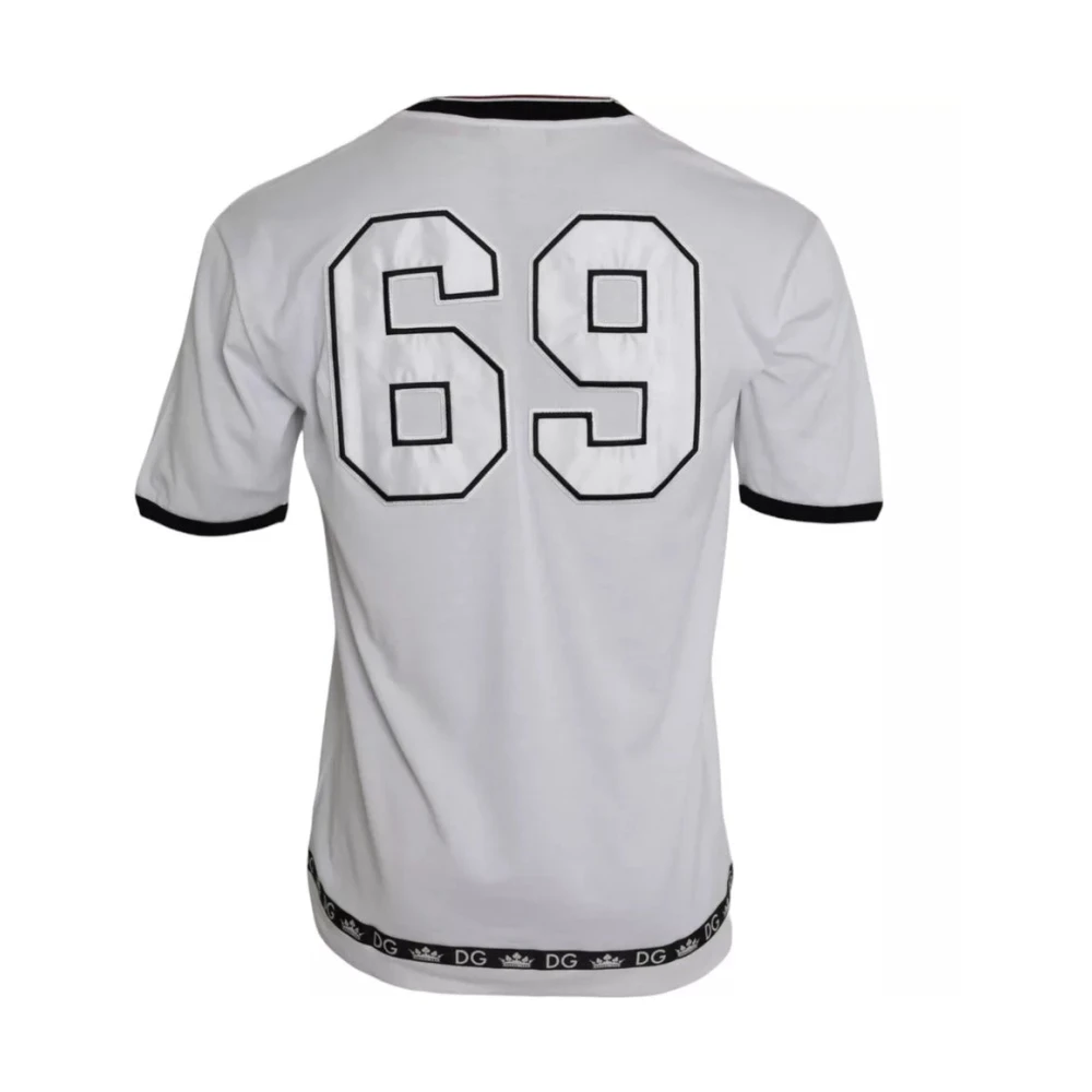 Dolce & Gabbana Grafische Print Wit Katoenen T-Shirt voor Mannen White Heren