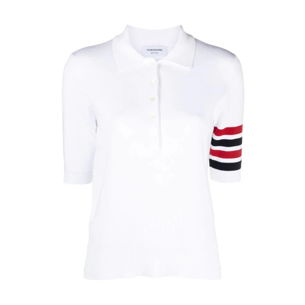 Thom Browne Ivoor Wit Katoenen Polo Shirt White Dames