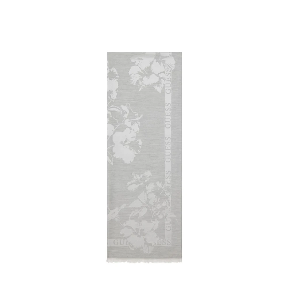 Guess Women's Gray Scarves, One Size, Floral Print Scarf
