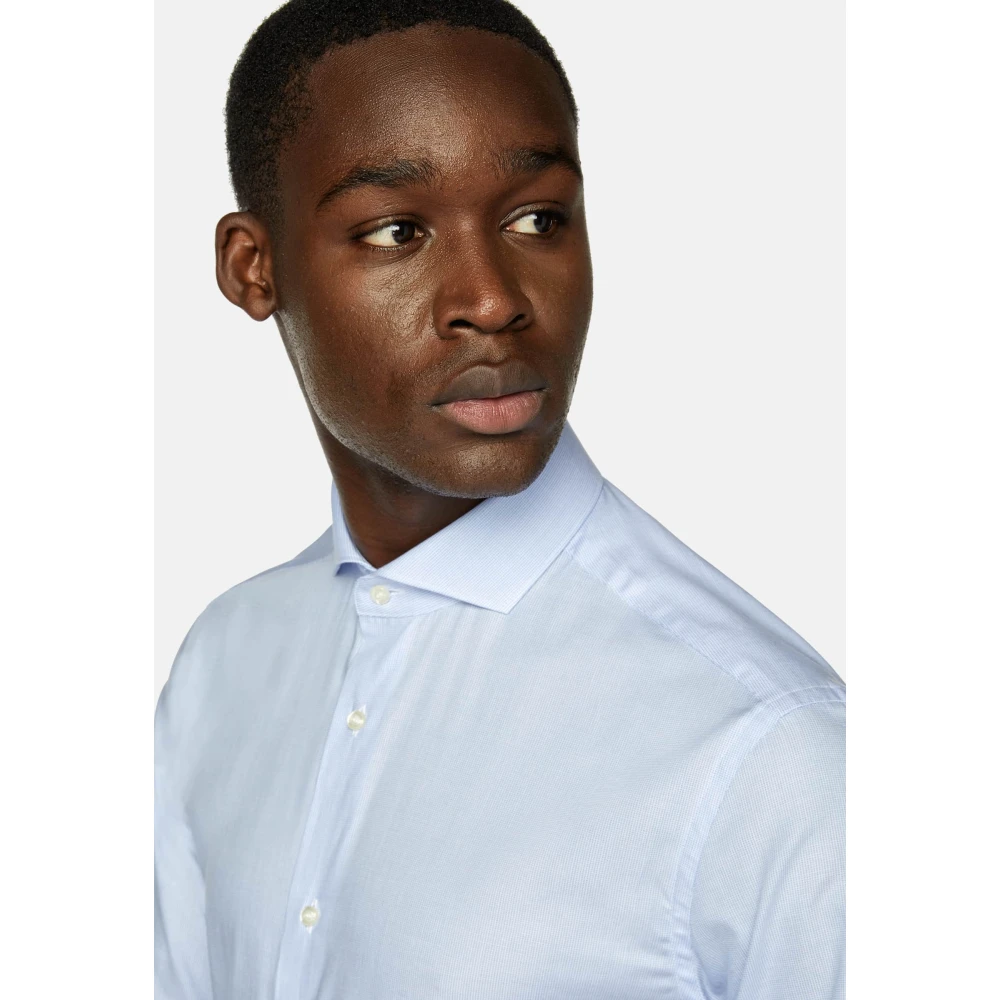 Boggi Milano Slim Fit Katoenen Dobby Overhemd Blue Heren