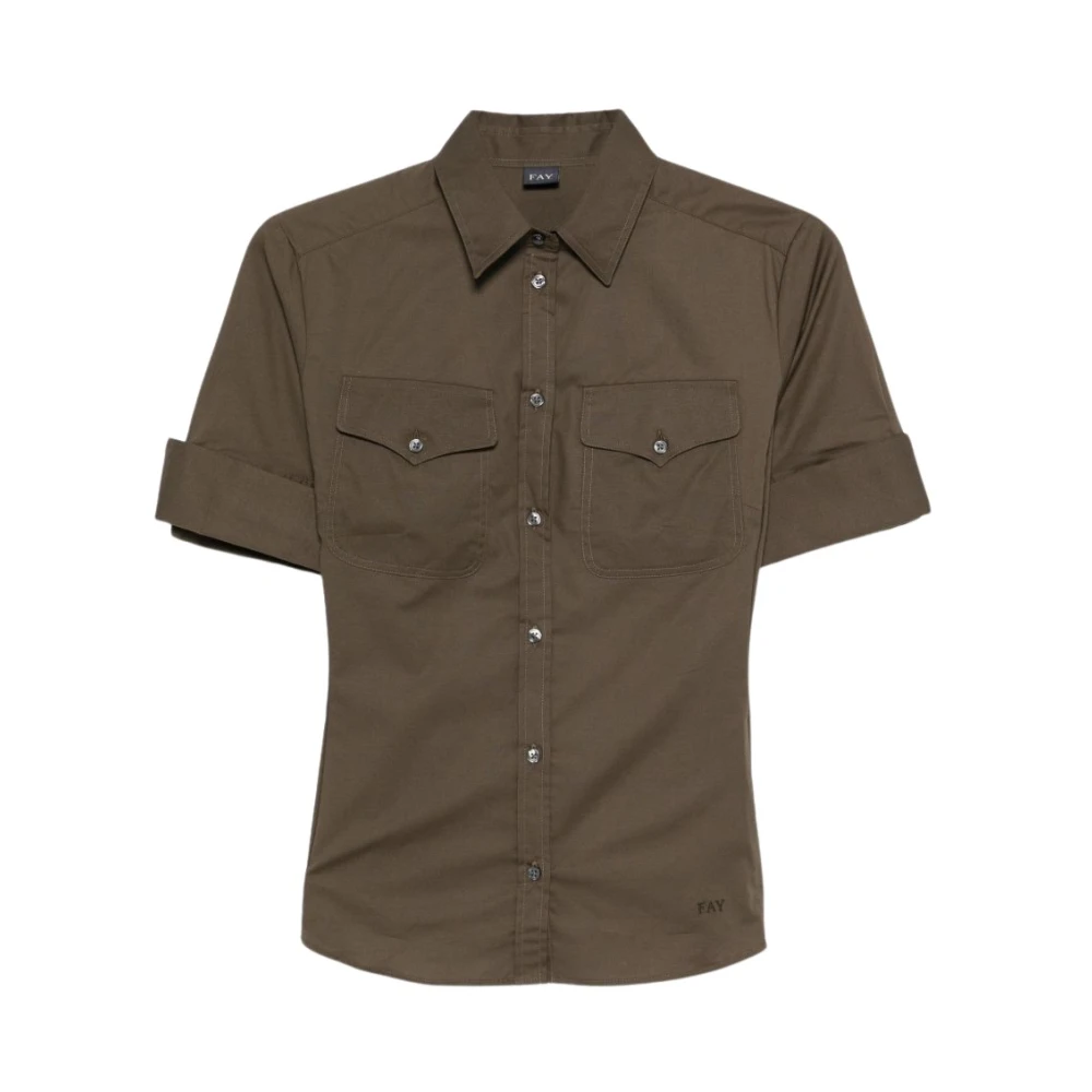 Fay Femme Vert Blouses Et Chemises, Taille: 42 Fr Chemise À Manches Courtes