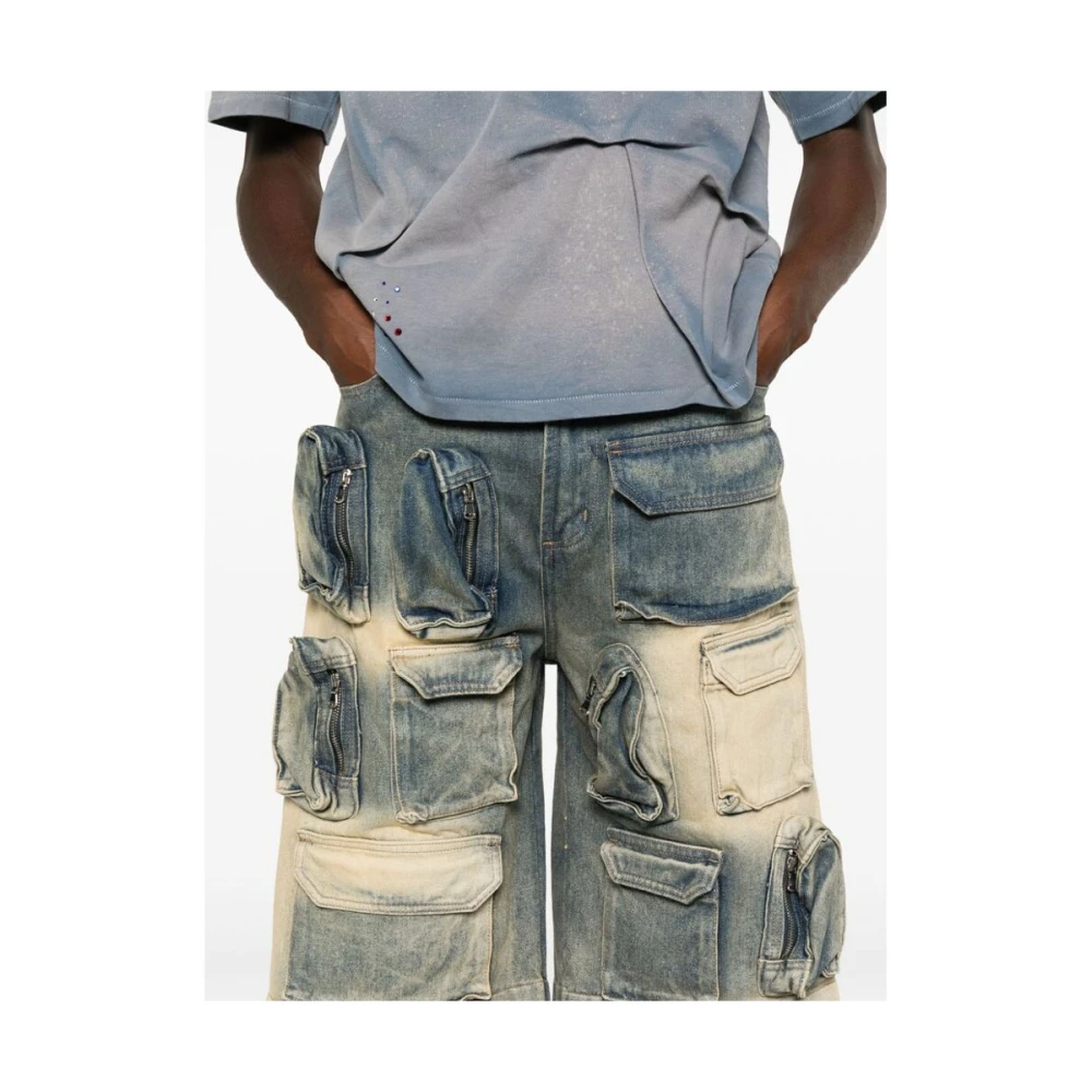 Who Decides War Rave Cargo Denim Broek Blue Heren