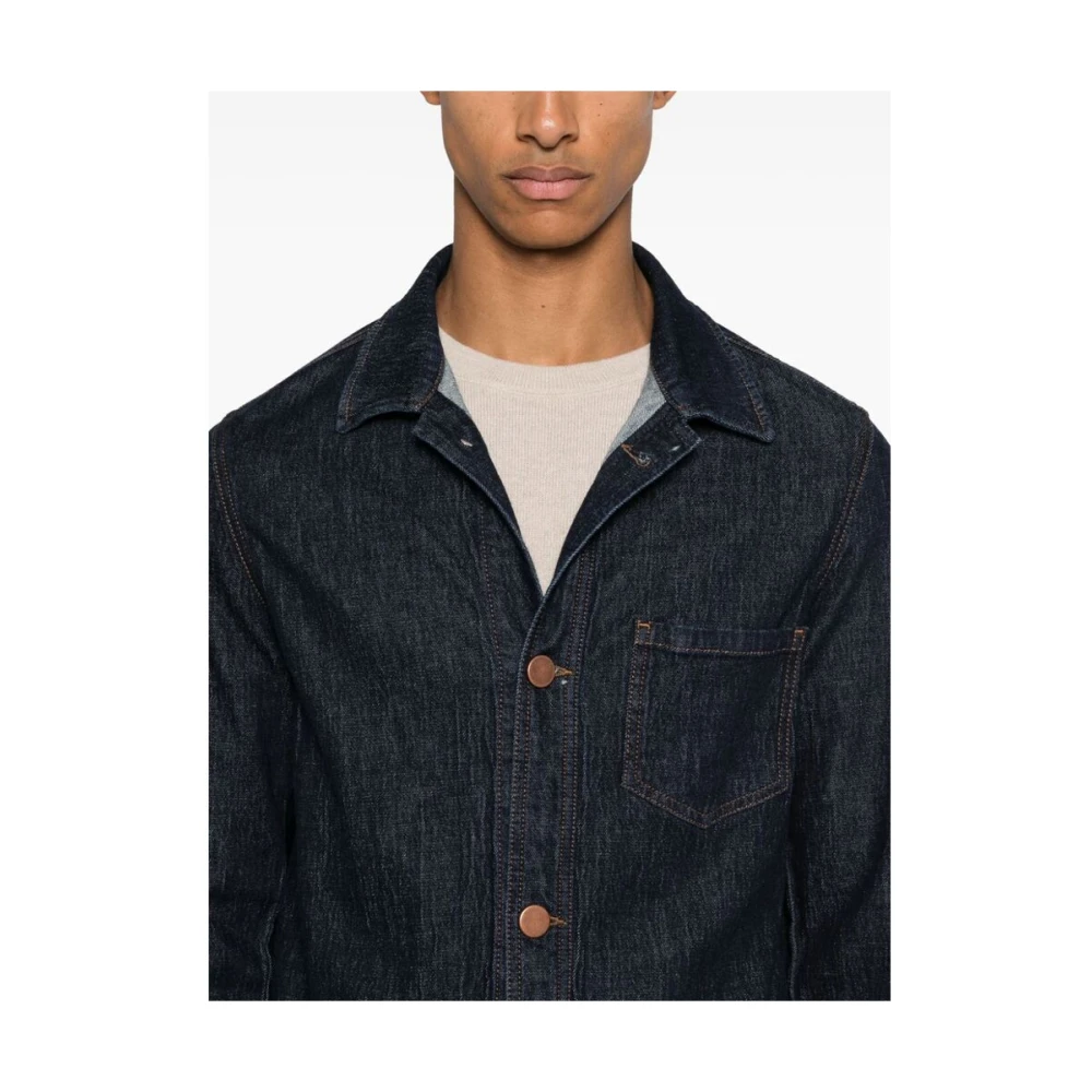 Cruna Blauwe Denim Jack Spreid Kraag Blue Heren