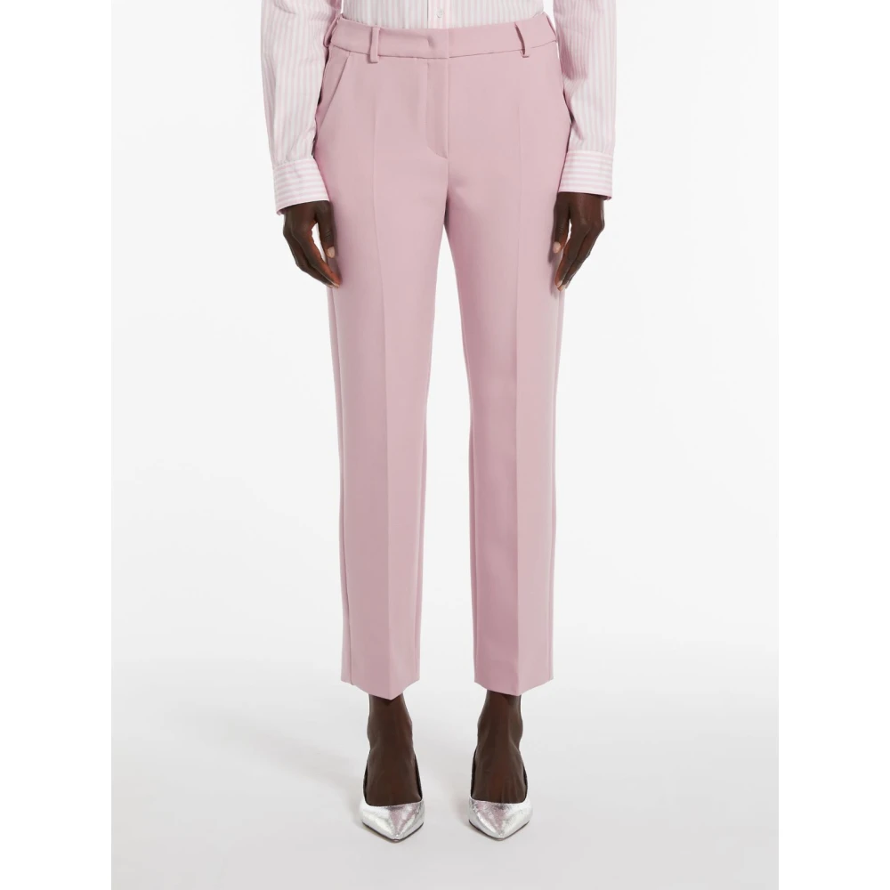 Max Mara Roze Stretch Viscose Broek Pink Dames