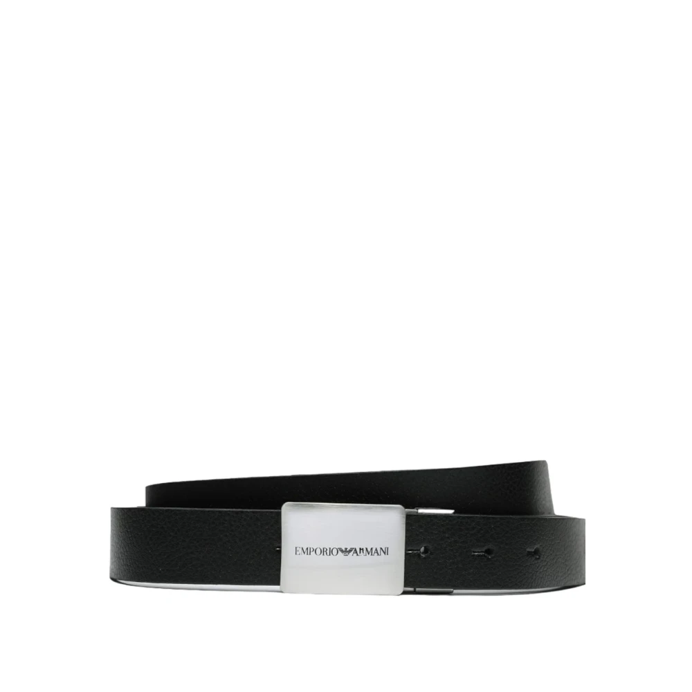 Emporio Armani Herren Schwarz Hochwertige Ledergürtel