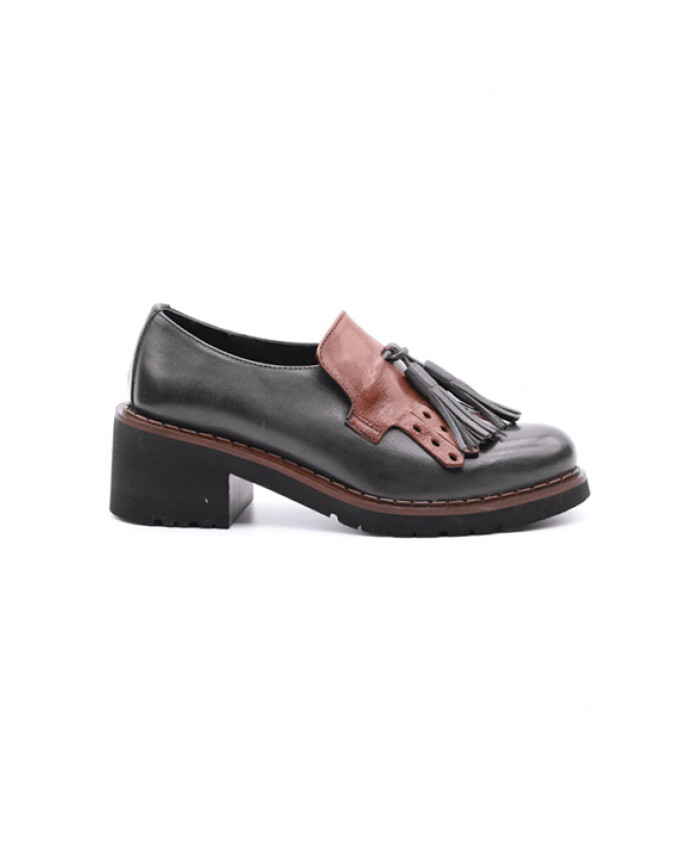 mocassin-en-cuir-avec-frange-vert-fonce