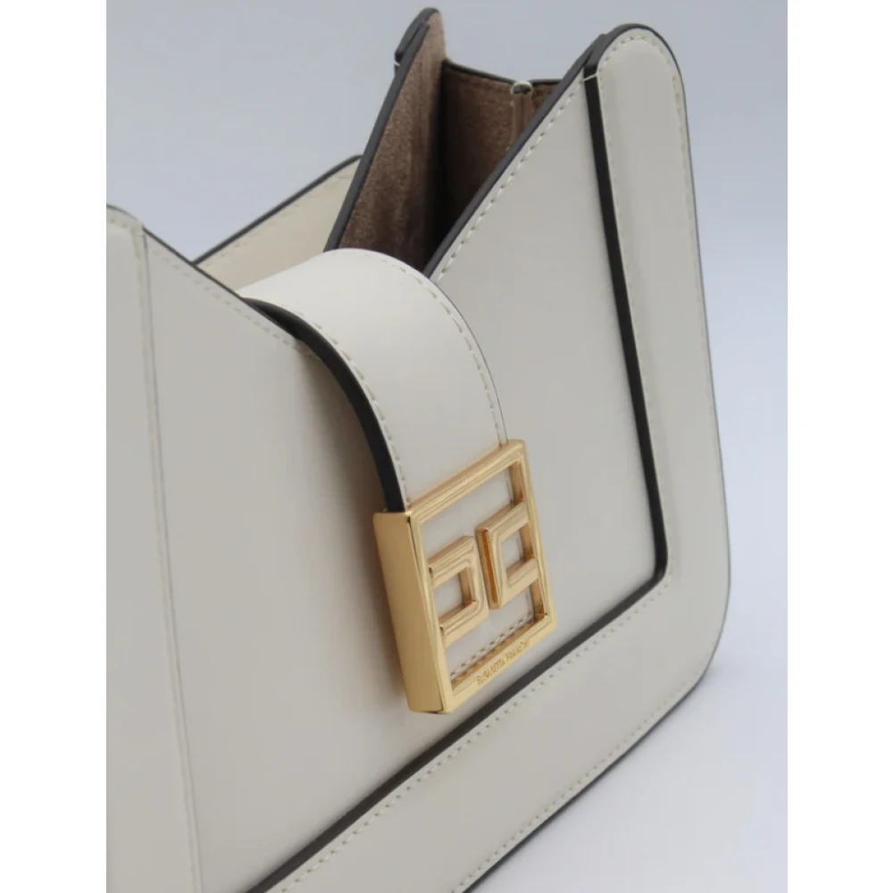 Elisabetta Franchi Mini trapeziumvormige tas met gouden logo Yellow Dames