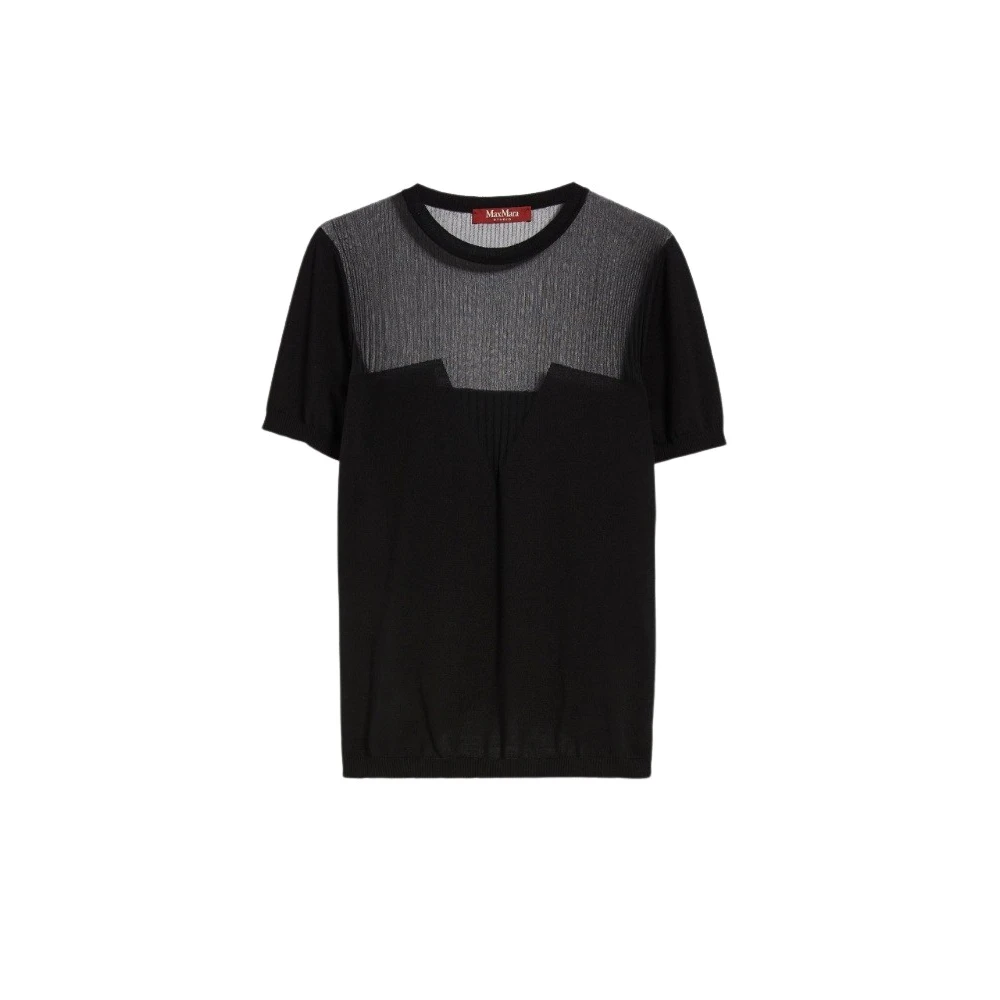 Max Mara Studio Geometrische Gebreide Trui Black Dames