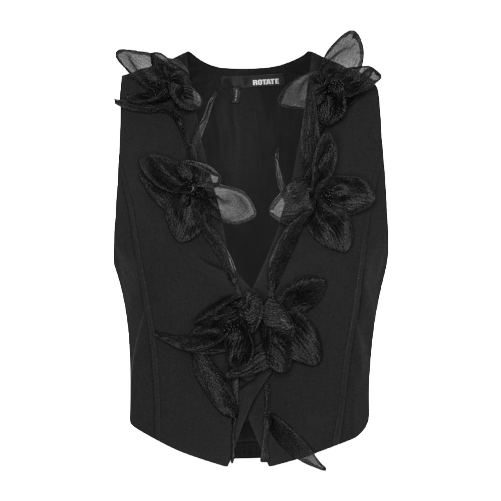 Rotate Birger Christensen Zwarte Bloem Waistcoat Black Dames