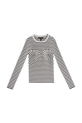 Randig Stickad Crewneck Tröja